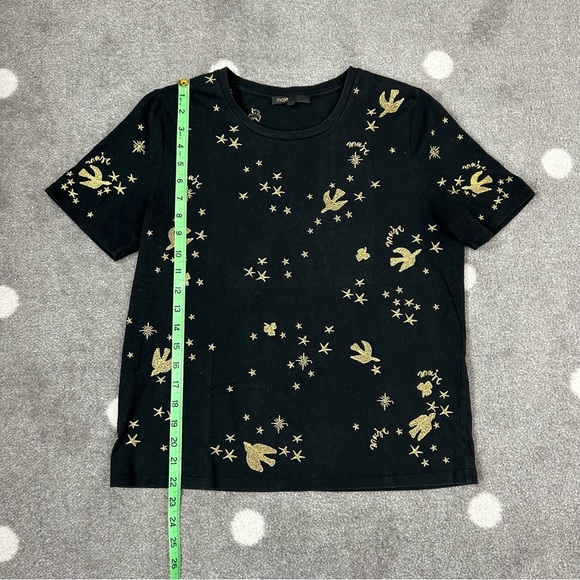 Maje Terence embroidered cotton t-shirt black/gold - Picture 5 of 12